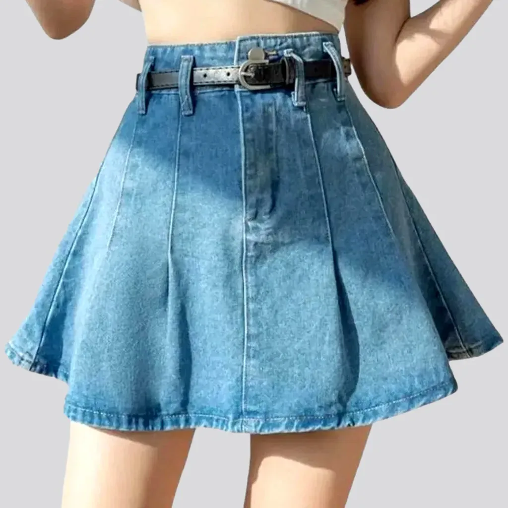 Light-wash mini women's jean skirt