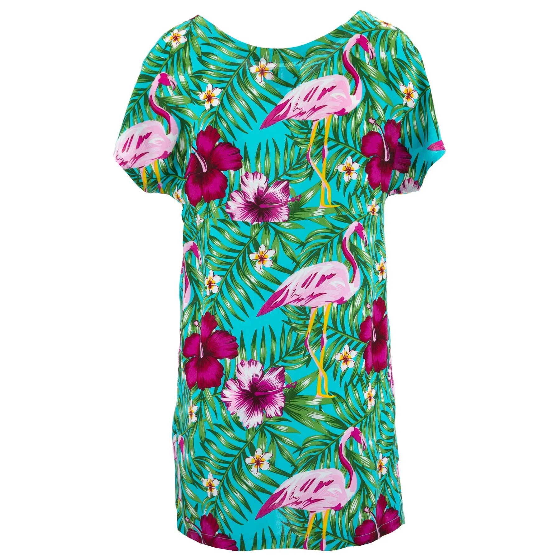 Lolo Short Shift Dress - Flamingo Fronds