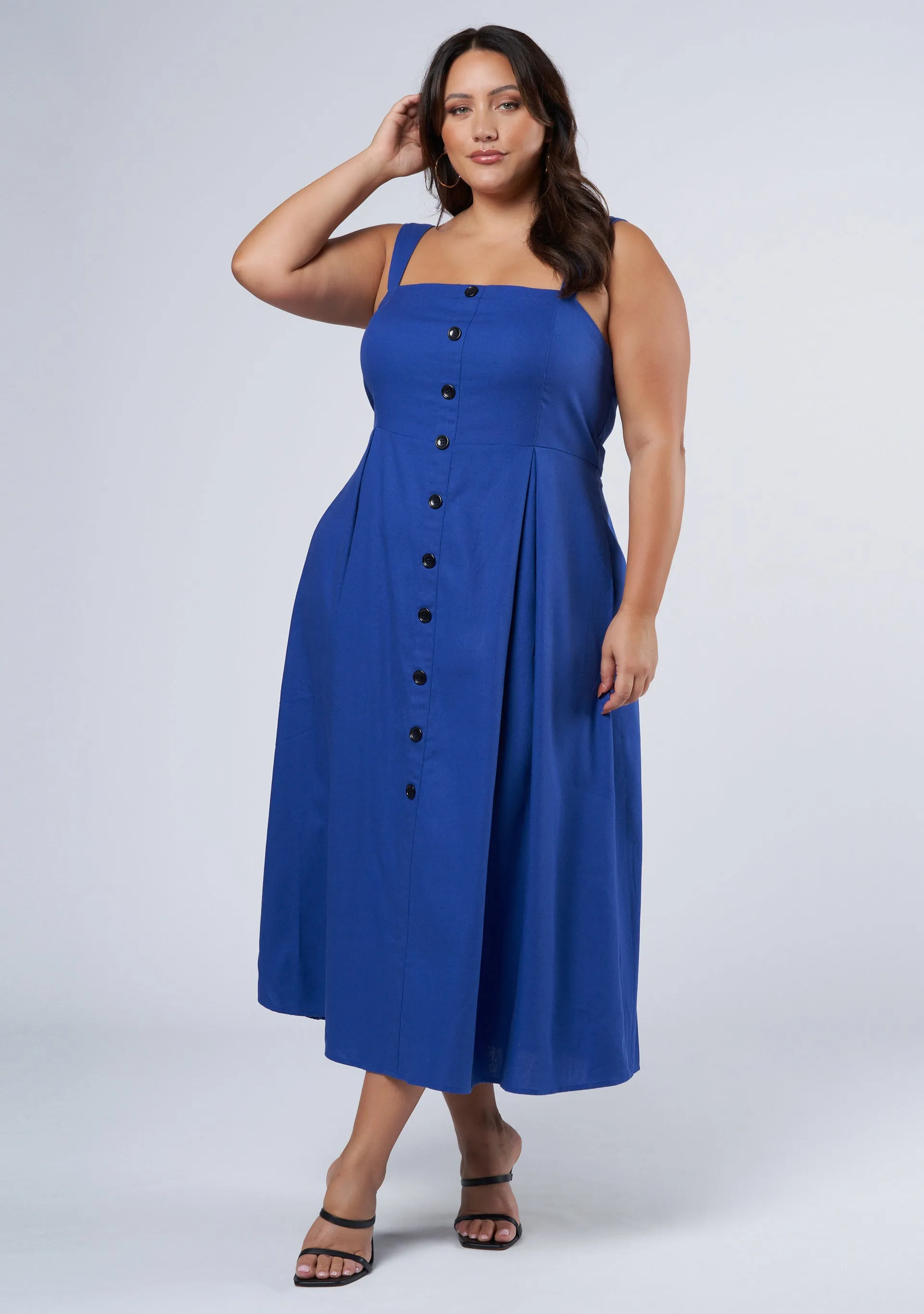 Mia Button Through Midi Dress