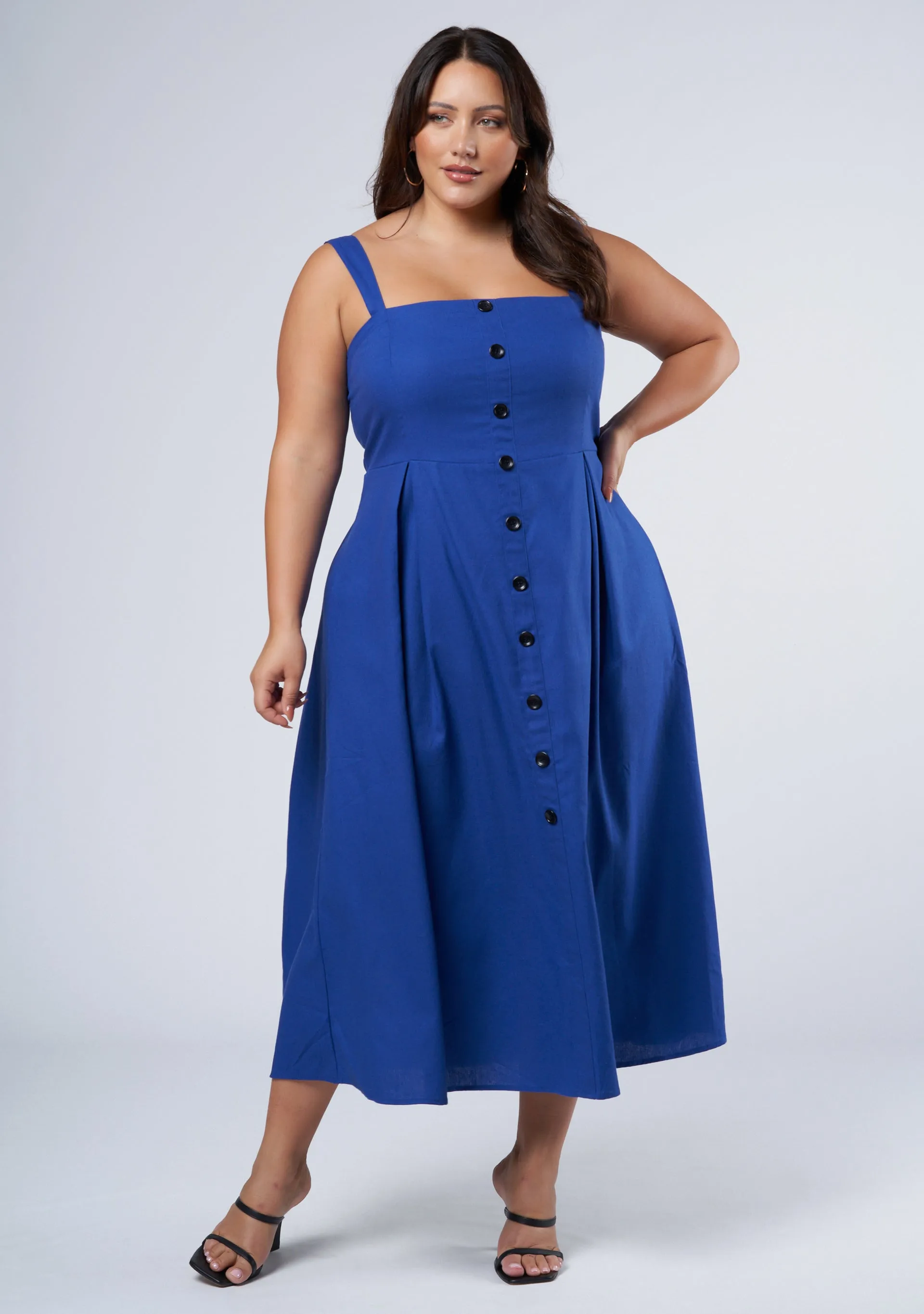 Mia Button Through Midi Dress