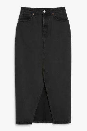 Monki Midi Denim Skirt, Black