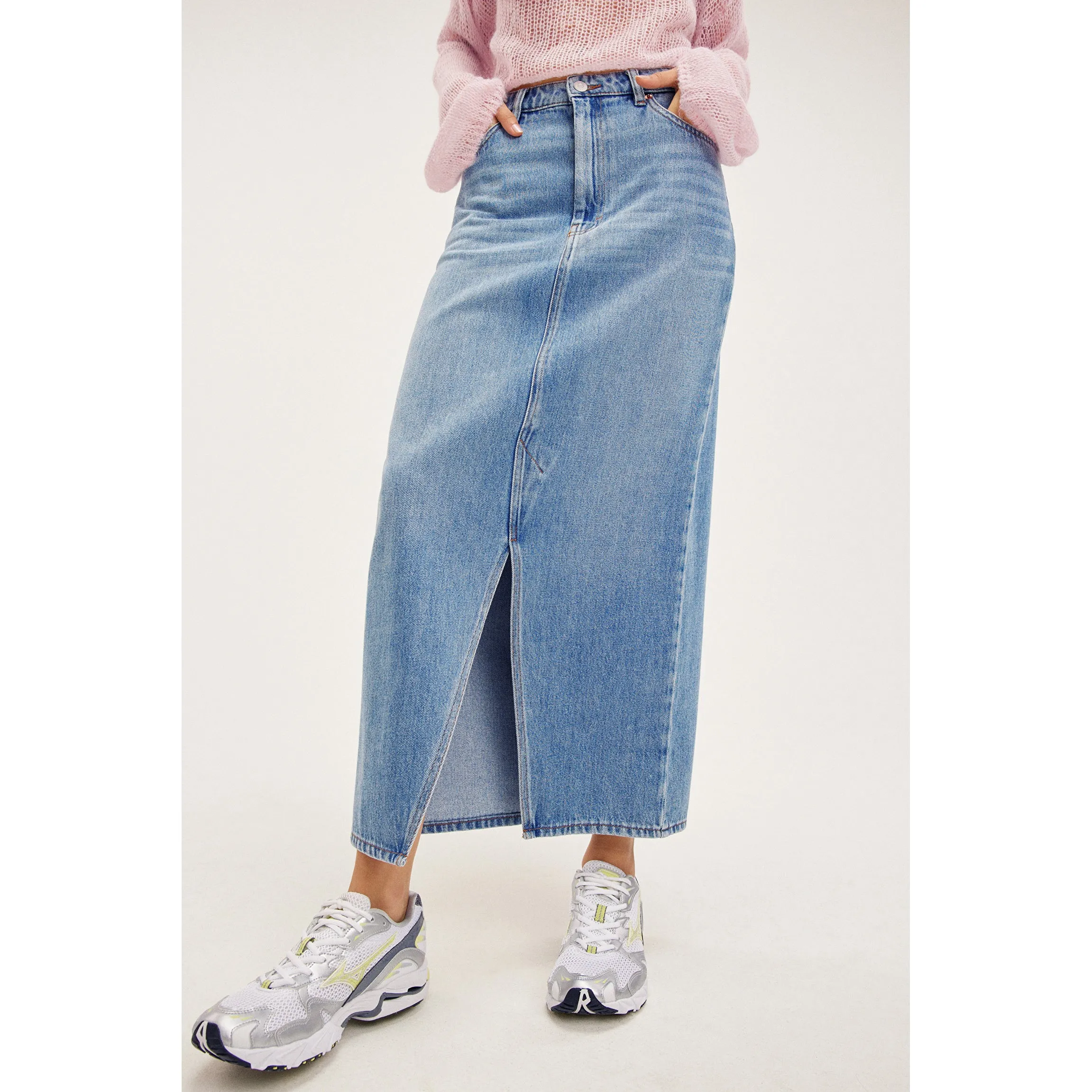 Monki Midi Denim Skirt, Blue