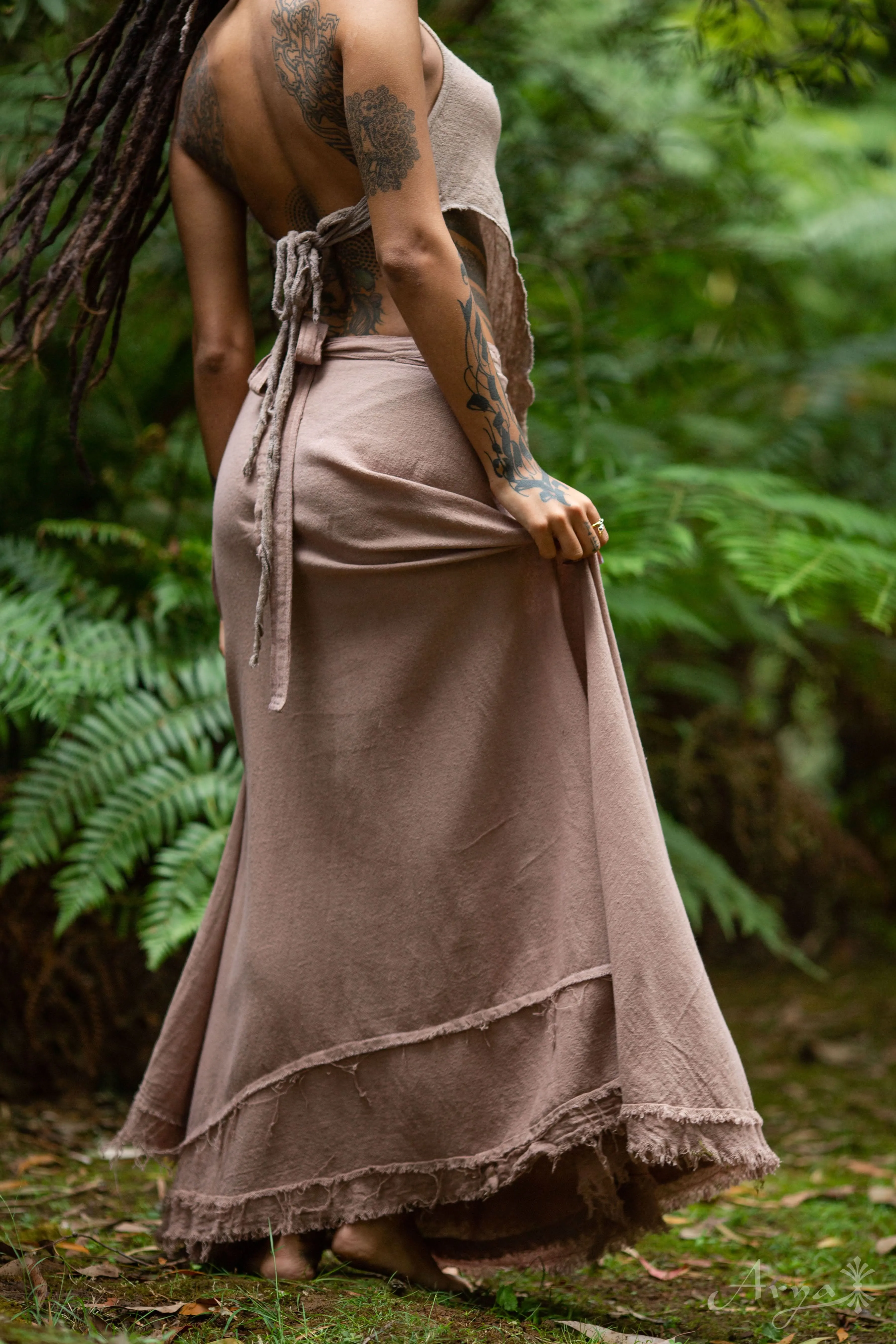 Natural Cotton Wrap Skirt - Natural