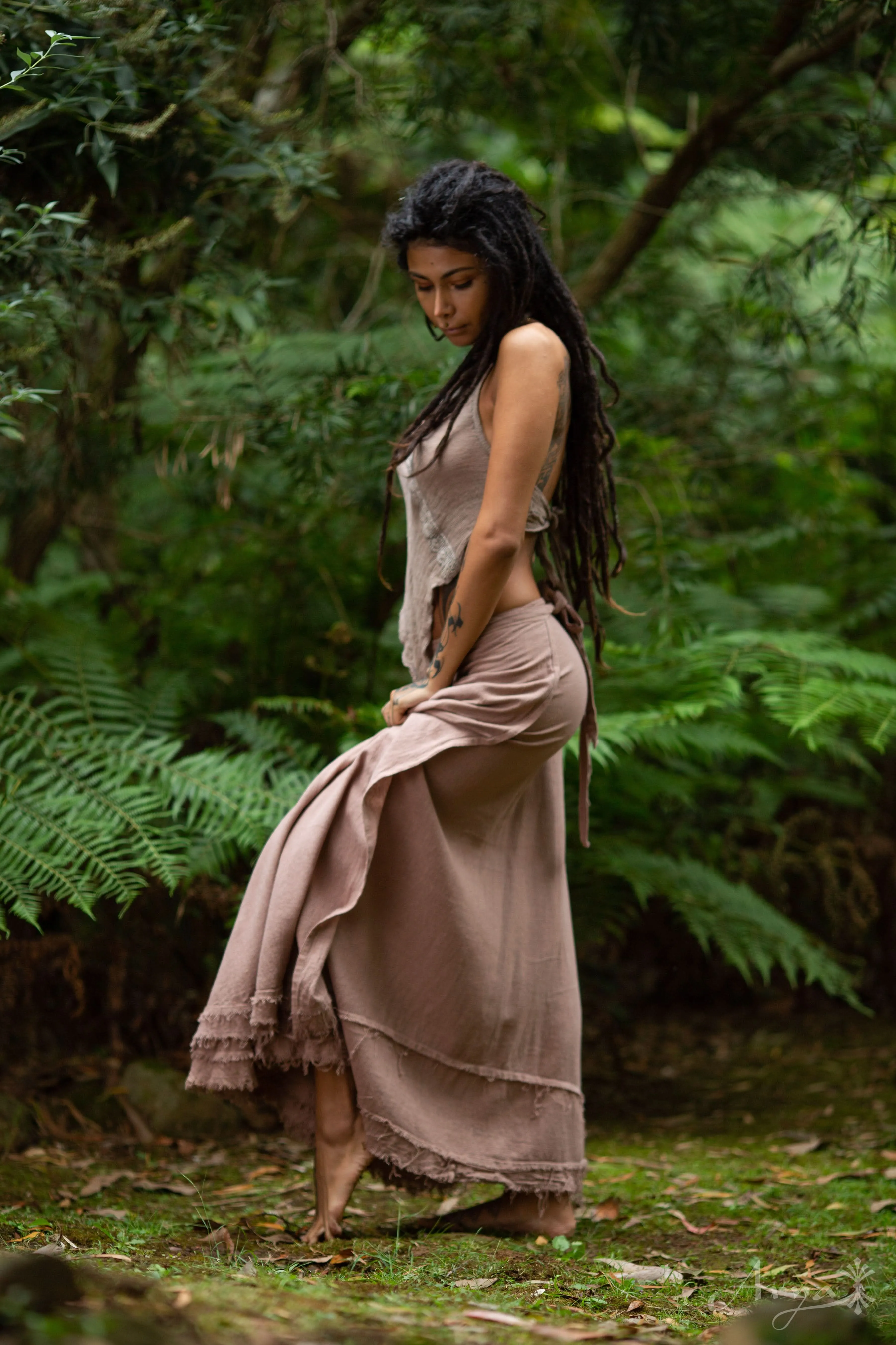 Natural Cotton Wrap Skirt - Natural