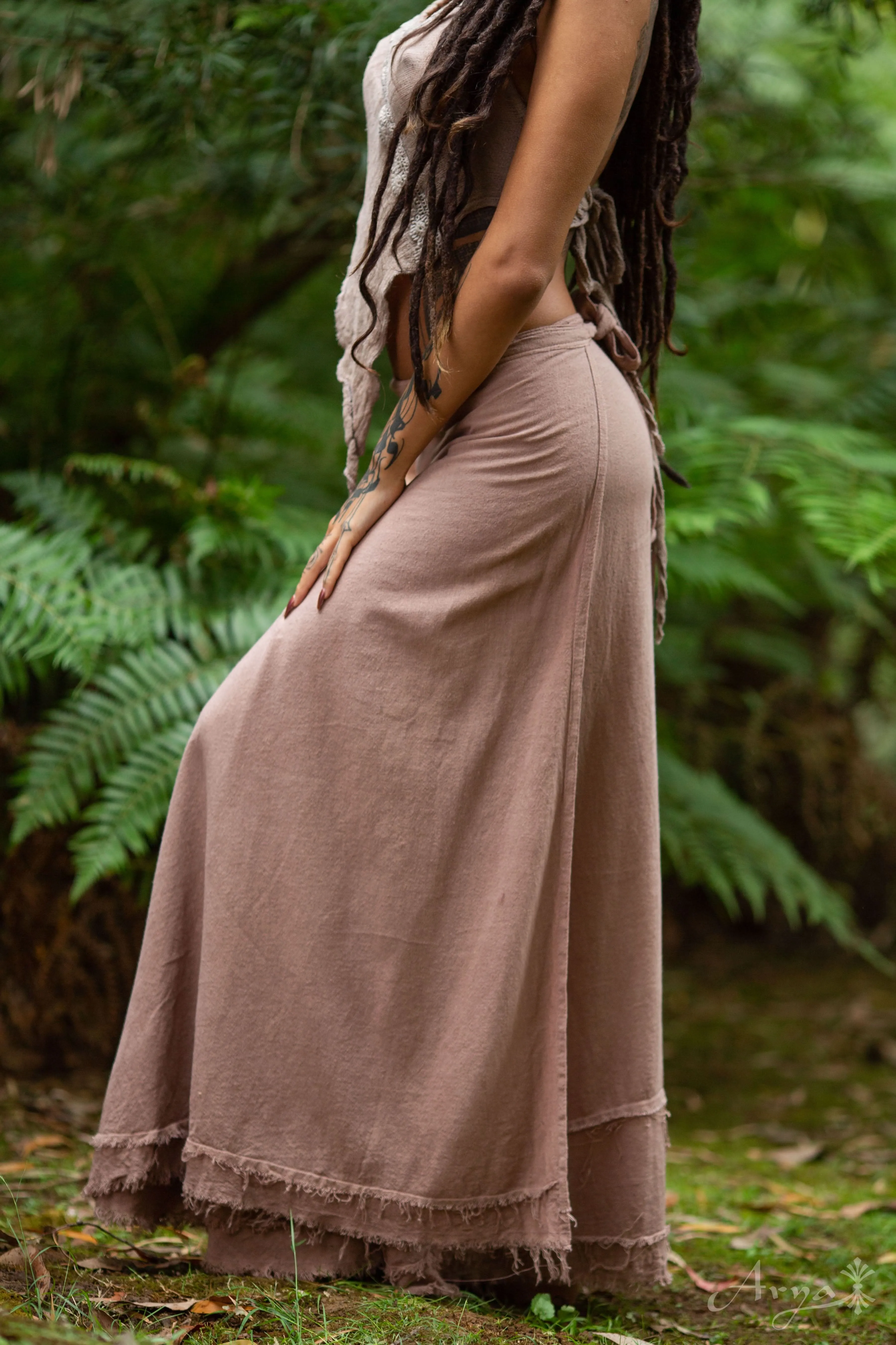 Natural Cotton Wrap Skirt - Natural