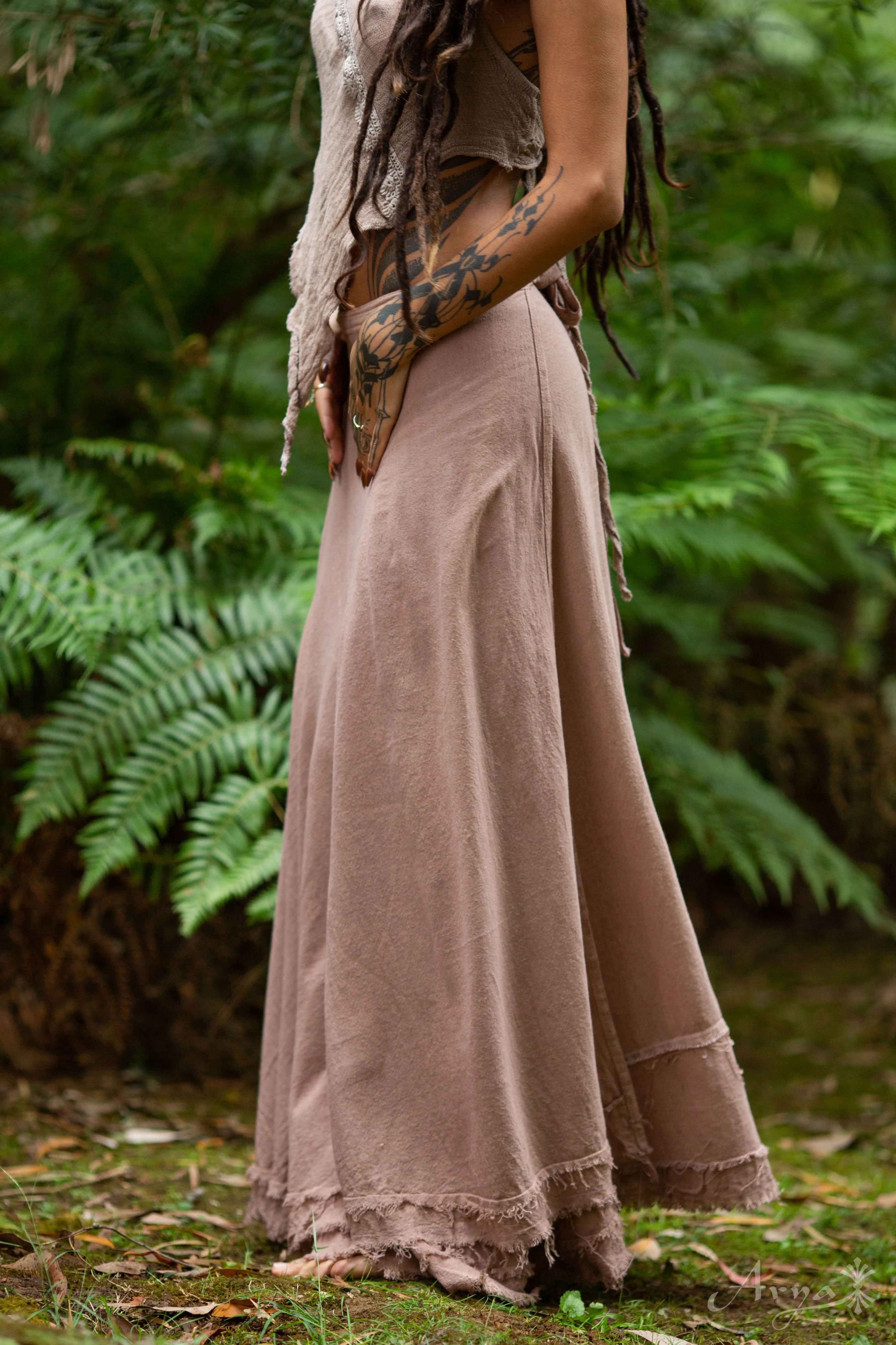 Natural Cotton Wrap Skirt - Natural