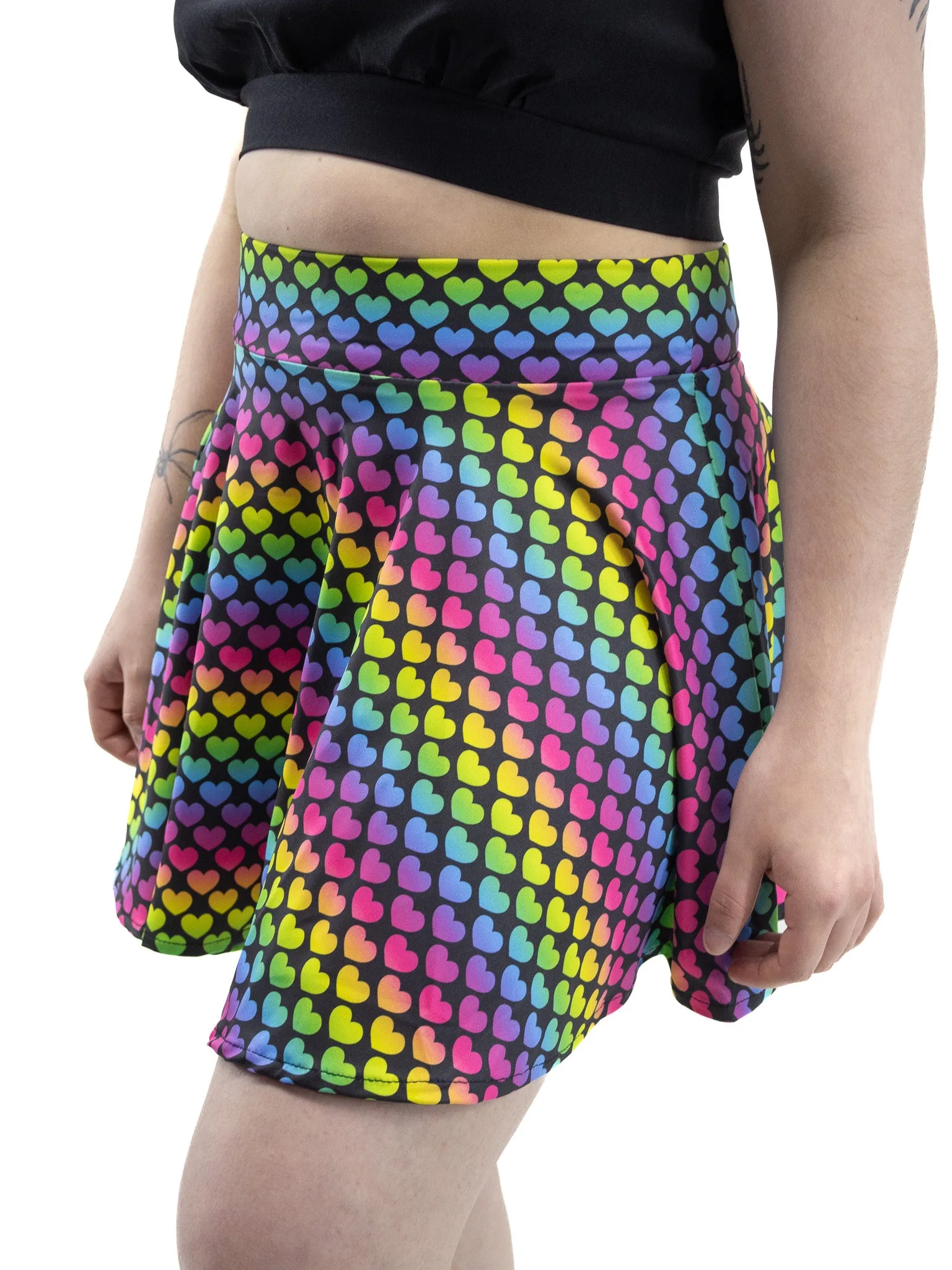 Neon Rainbow Hearts Skirt