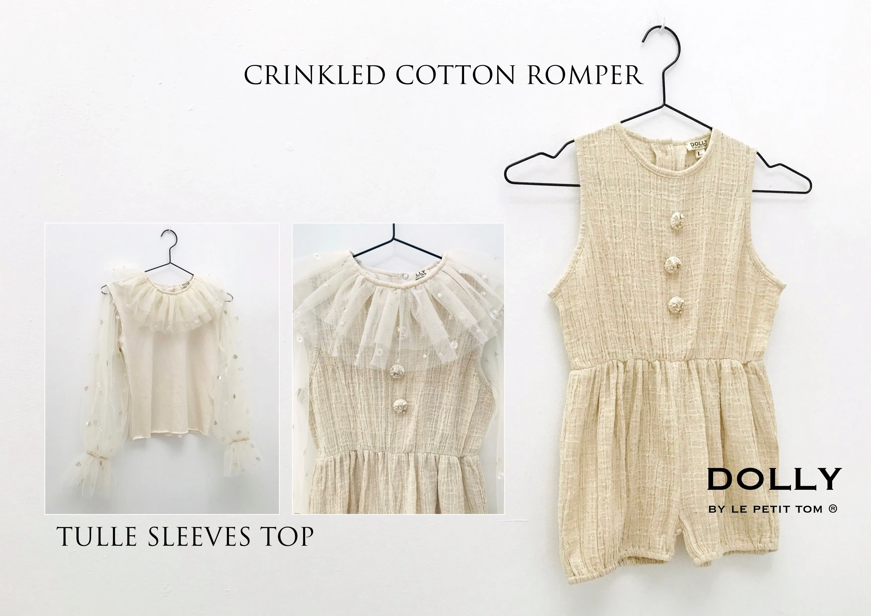 [OUTLET] DOLLY by Le Petit Tom ® JEWELER'S CRYSTALS tulle sleeves top