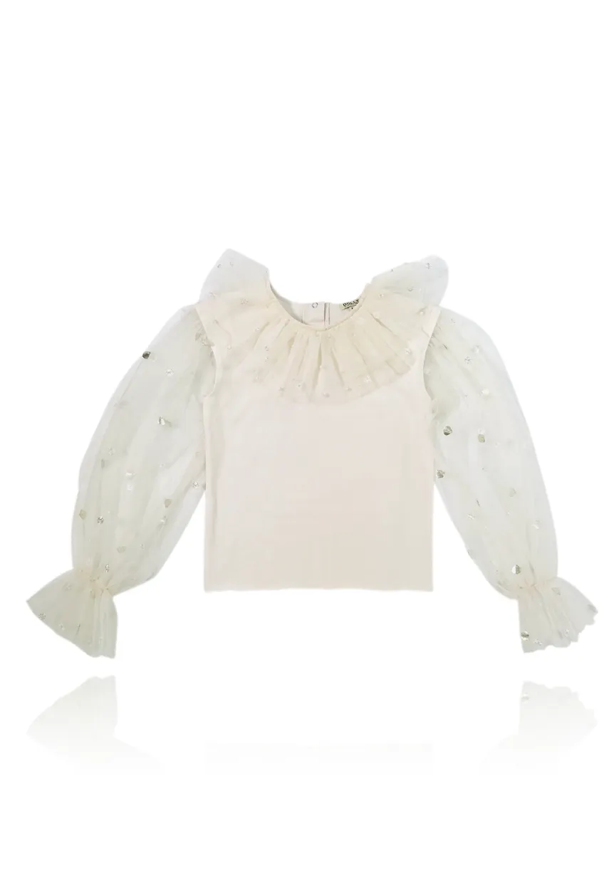 [OUTLET] DOLLY by Le Petit Tom ® JEWELER'S CRYSTALS tulle sleeves top