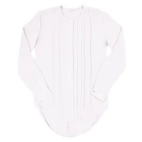 Pleated Front Button-Up Blouse - White