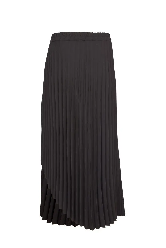 Pleated Wrap Skirt in Black