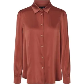 Pointed Collar Silk Blouse - Cinnamon