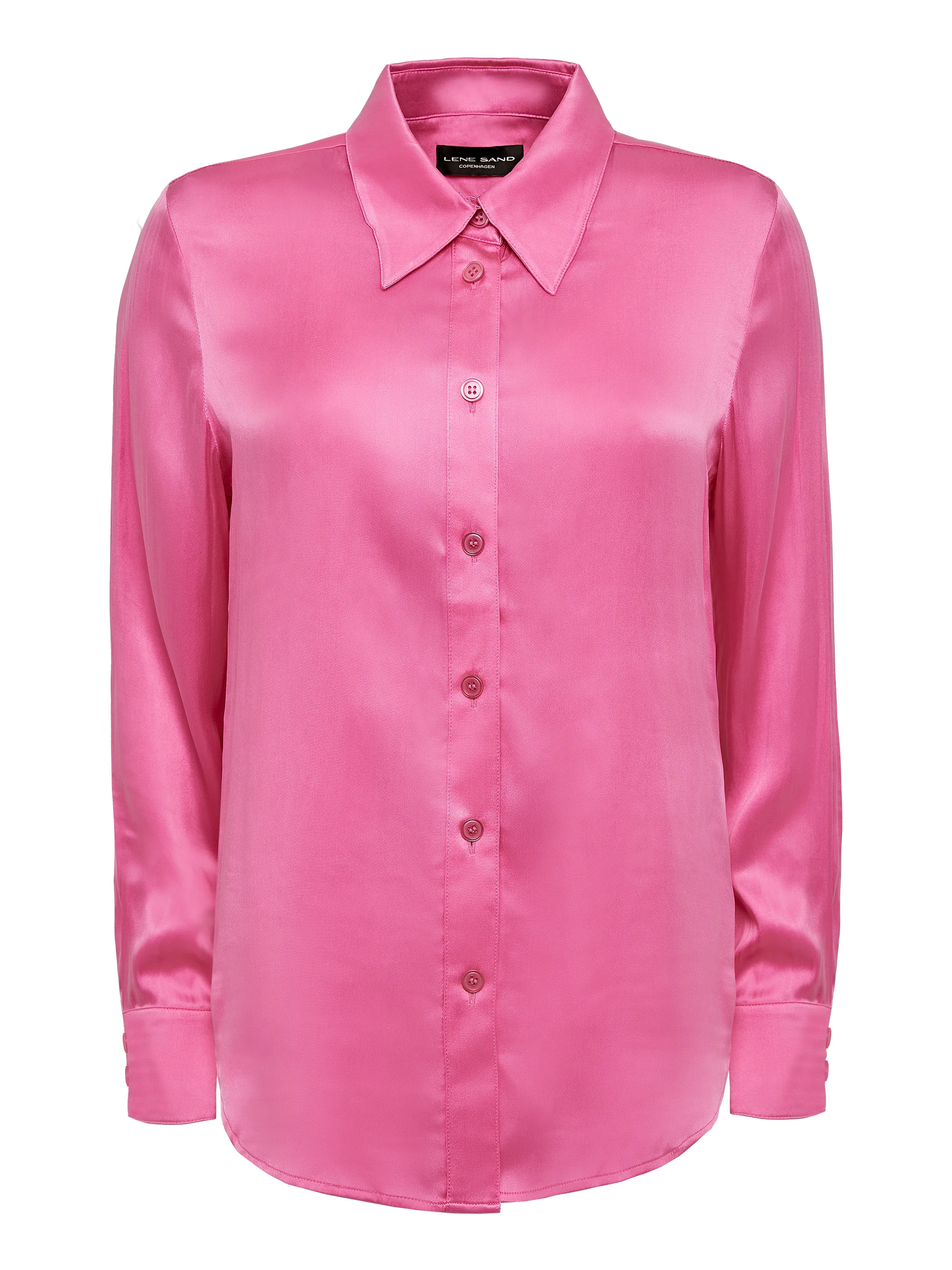 Pointed Collar Silk Blouse - Pink