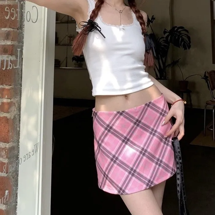 Preppy Aesthetic Pink Skirt