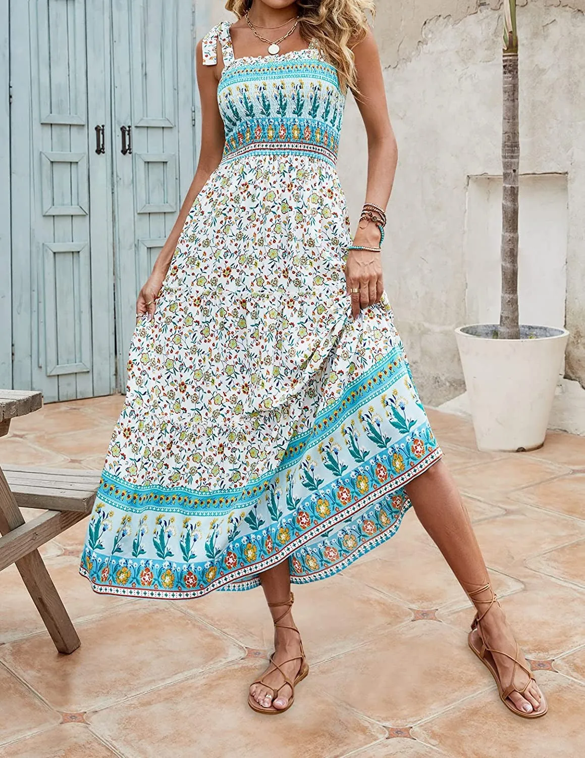 Printed Sling Loose Casual Dress