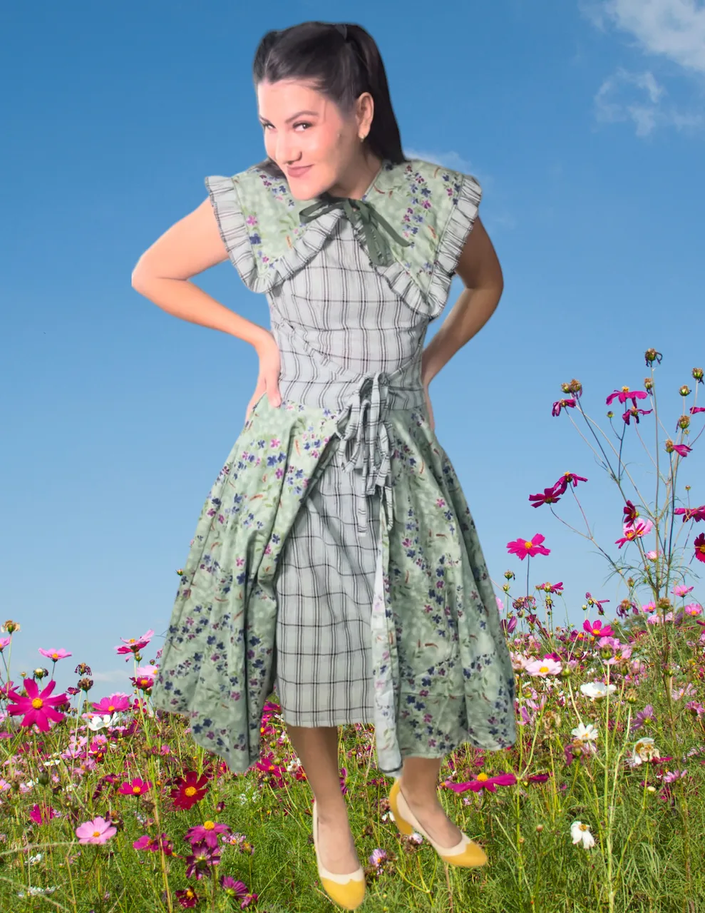 "Rosemary" Tea Time Dress with matching removable collar