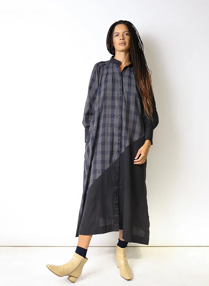 Raf Dress, sapphire plaid   black