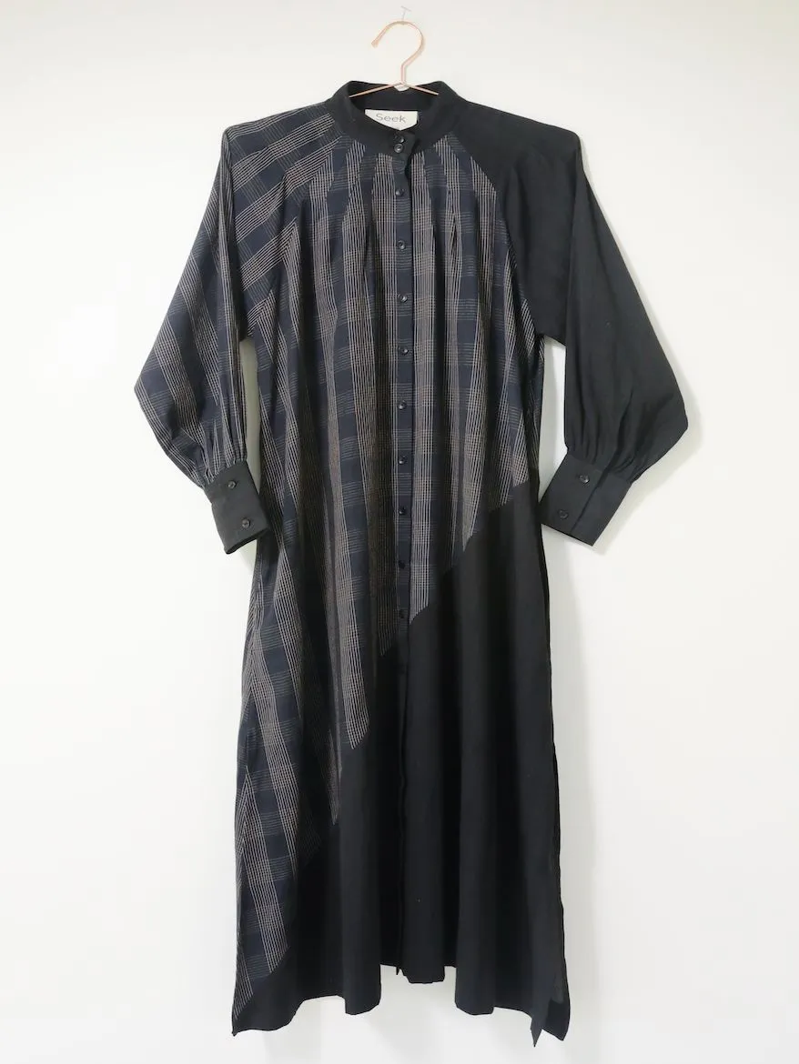 Raf Dress, sapphire plaid   black