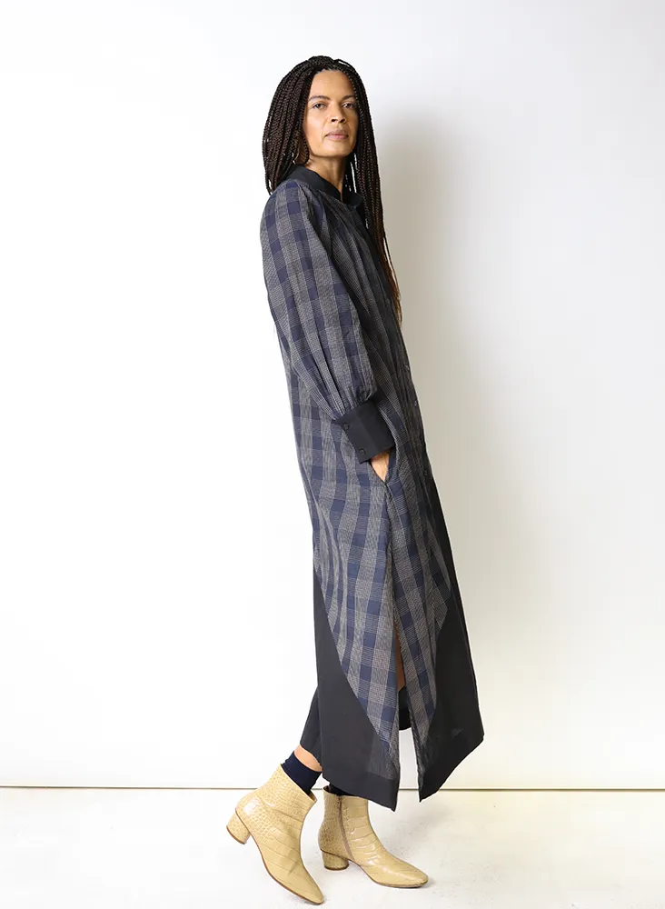 Raf Dress, sapphire plaid   black