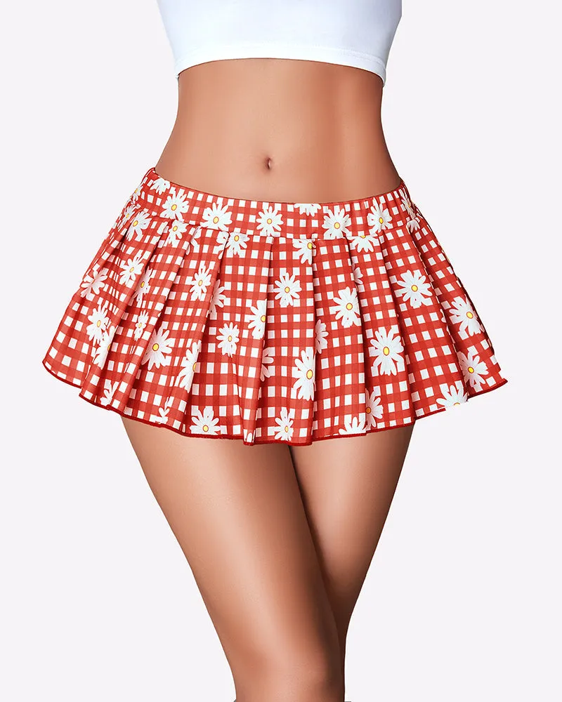 Role Play Ruffle Pleated Plaid Skirt