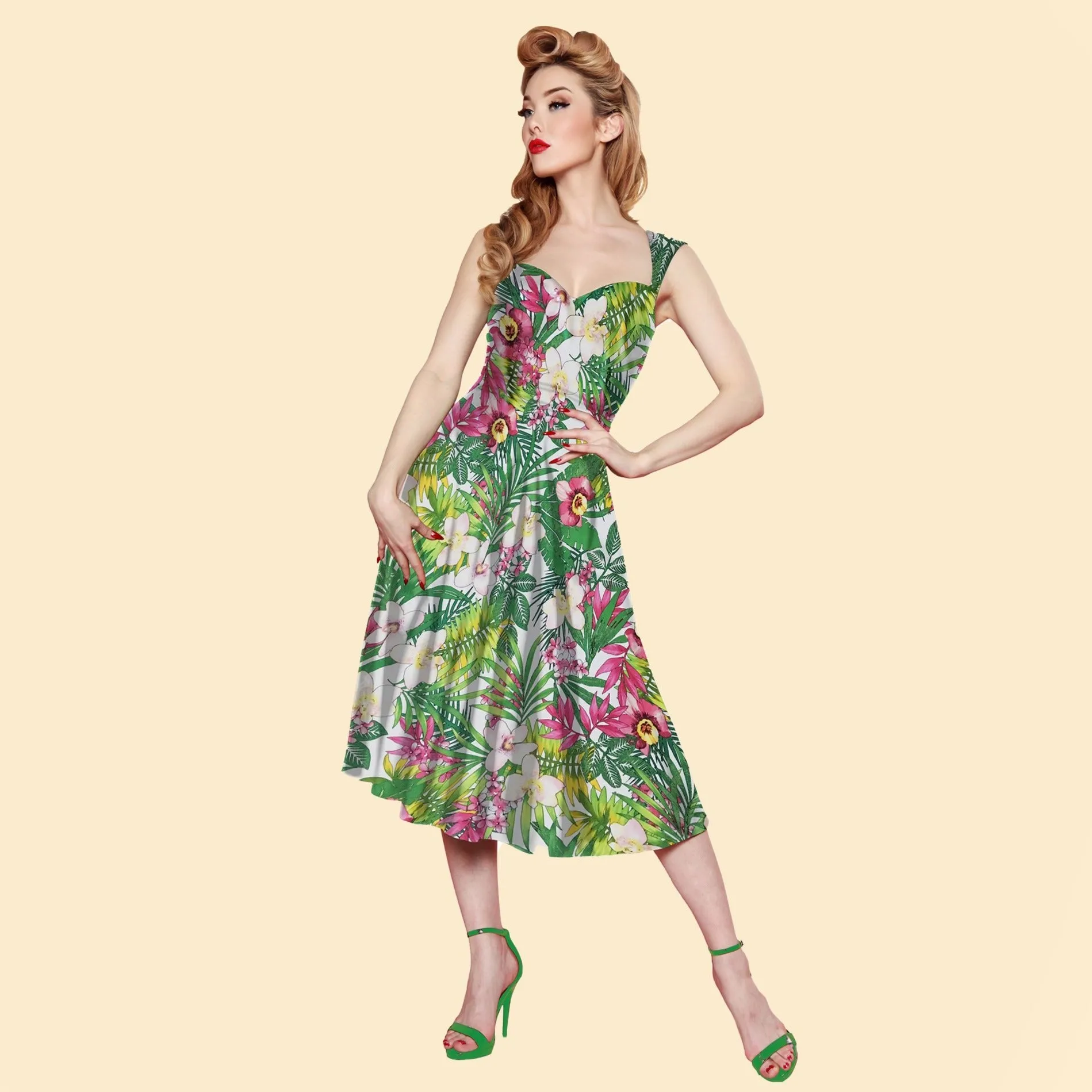 Roman Holiday Dress in Green Paradise