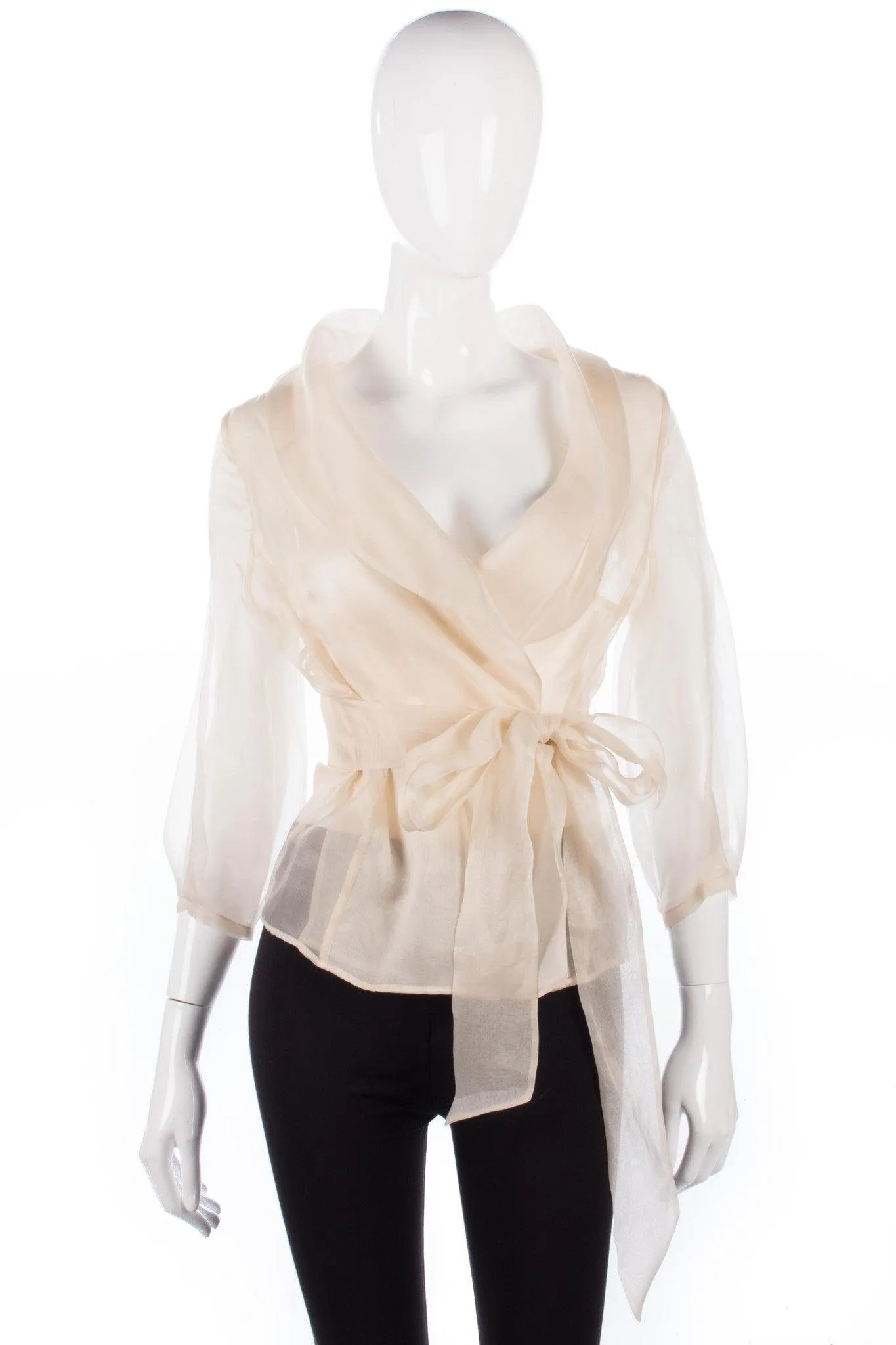 Rouge cream sheer silk fantastic wrap around blouse