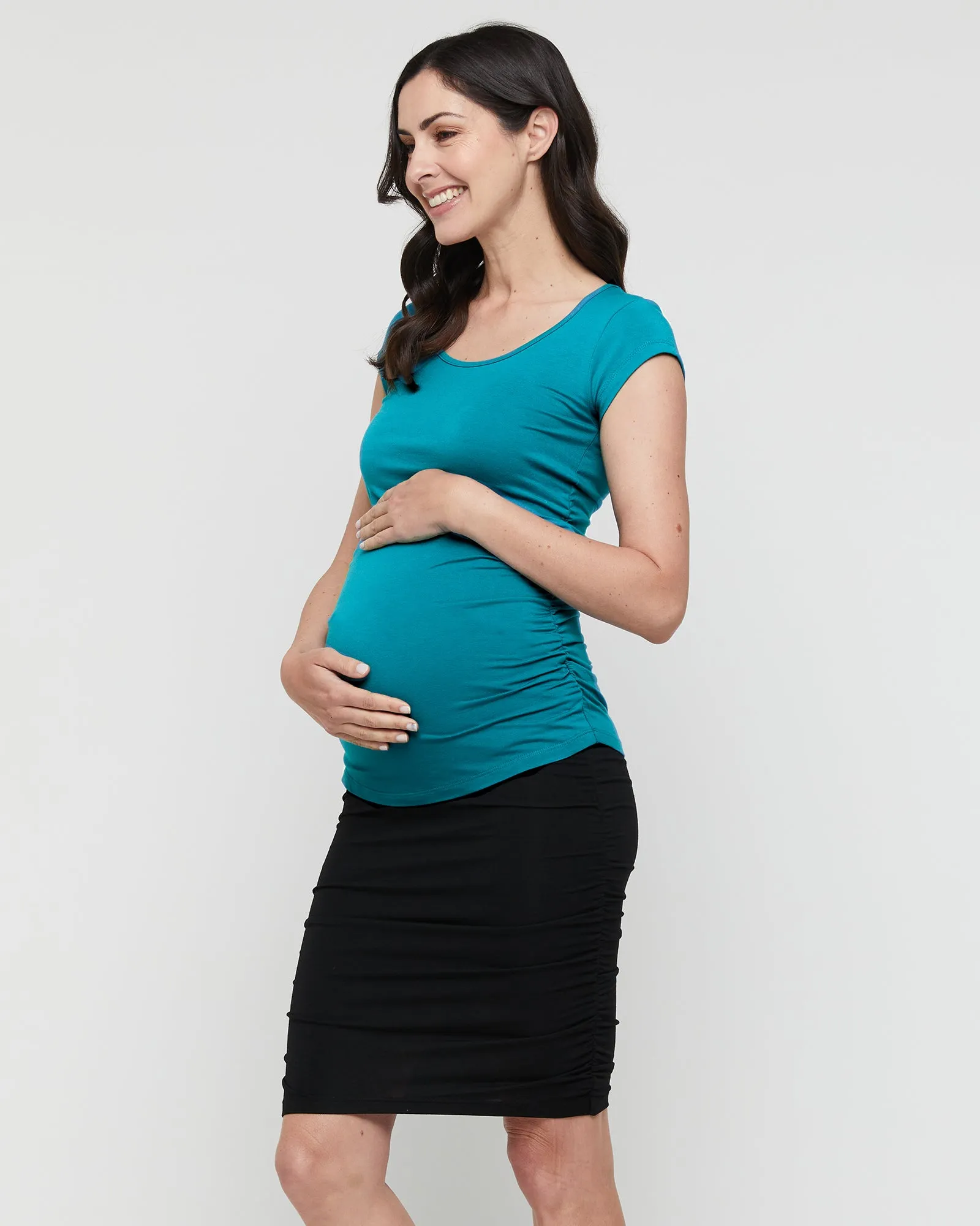 Ruched Maternity Tee - Teal