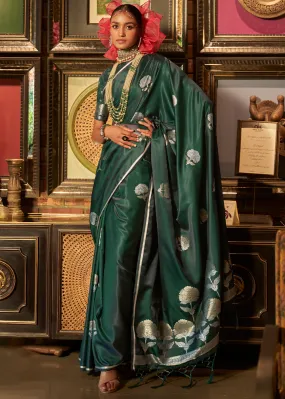 Sacramento Green Zari Woven Satin Silk Saree