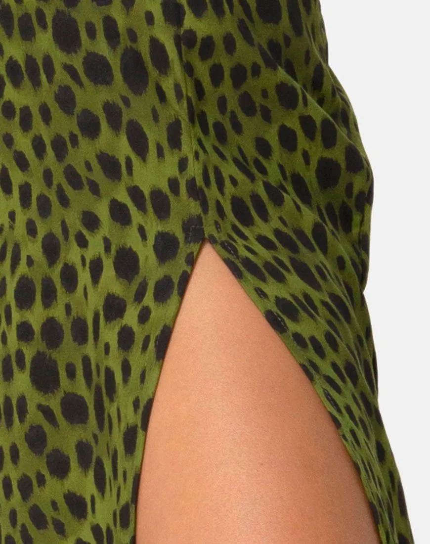 Saika Midi Skirt in Cheetah Khaki