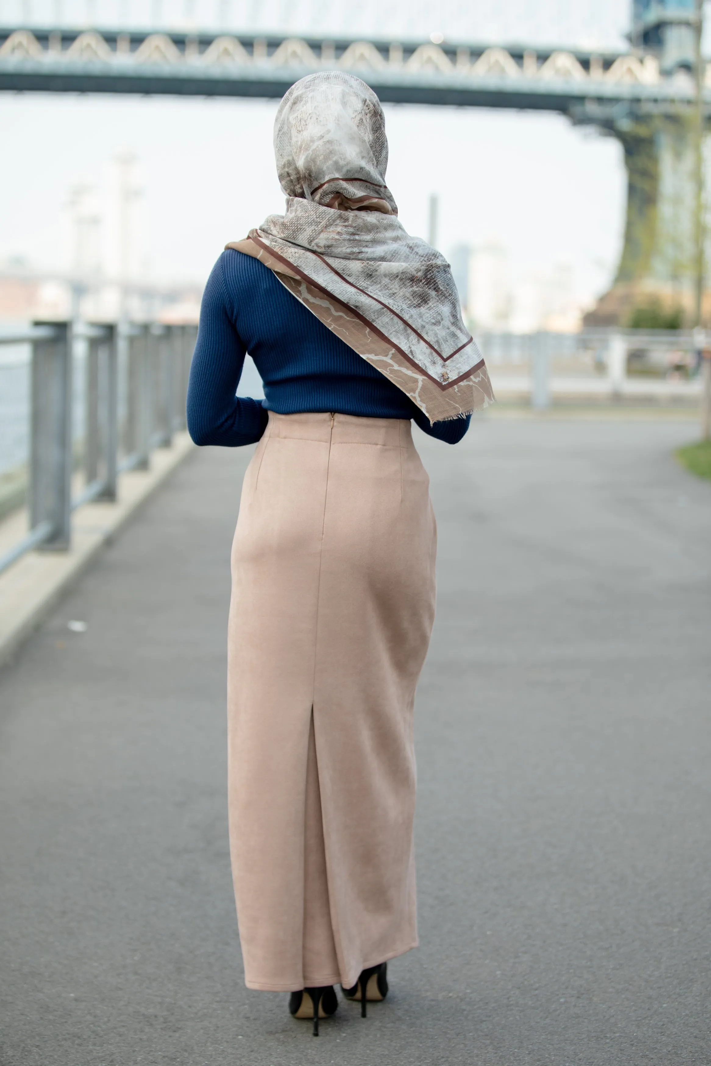 Sand Suede Pencil Maxi Skirt-CLEARANCE