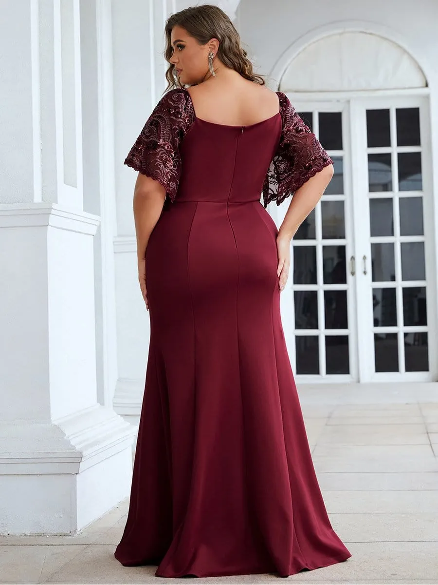 Sexy V Neck Maxi Bodycon Party Dress with Flare Sleeves