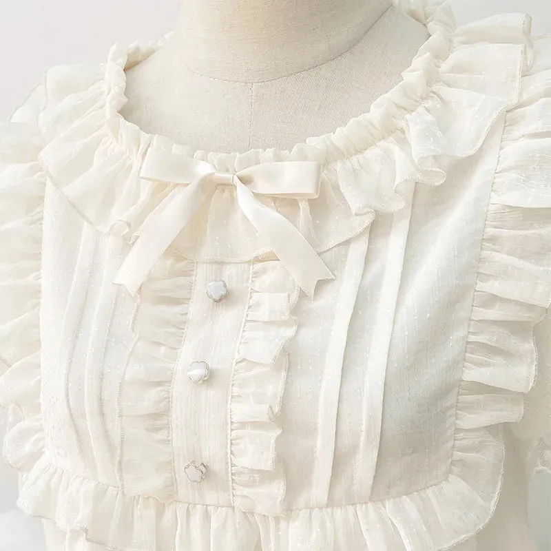 Short Sleeve Lolita Blouse Chiffon Top for Summer