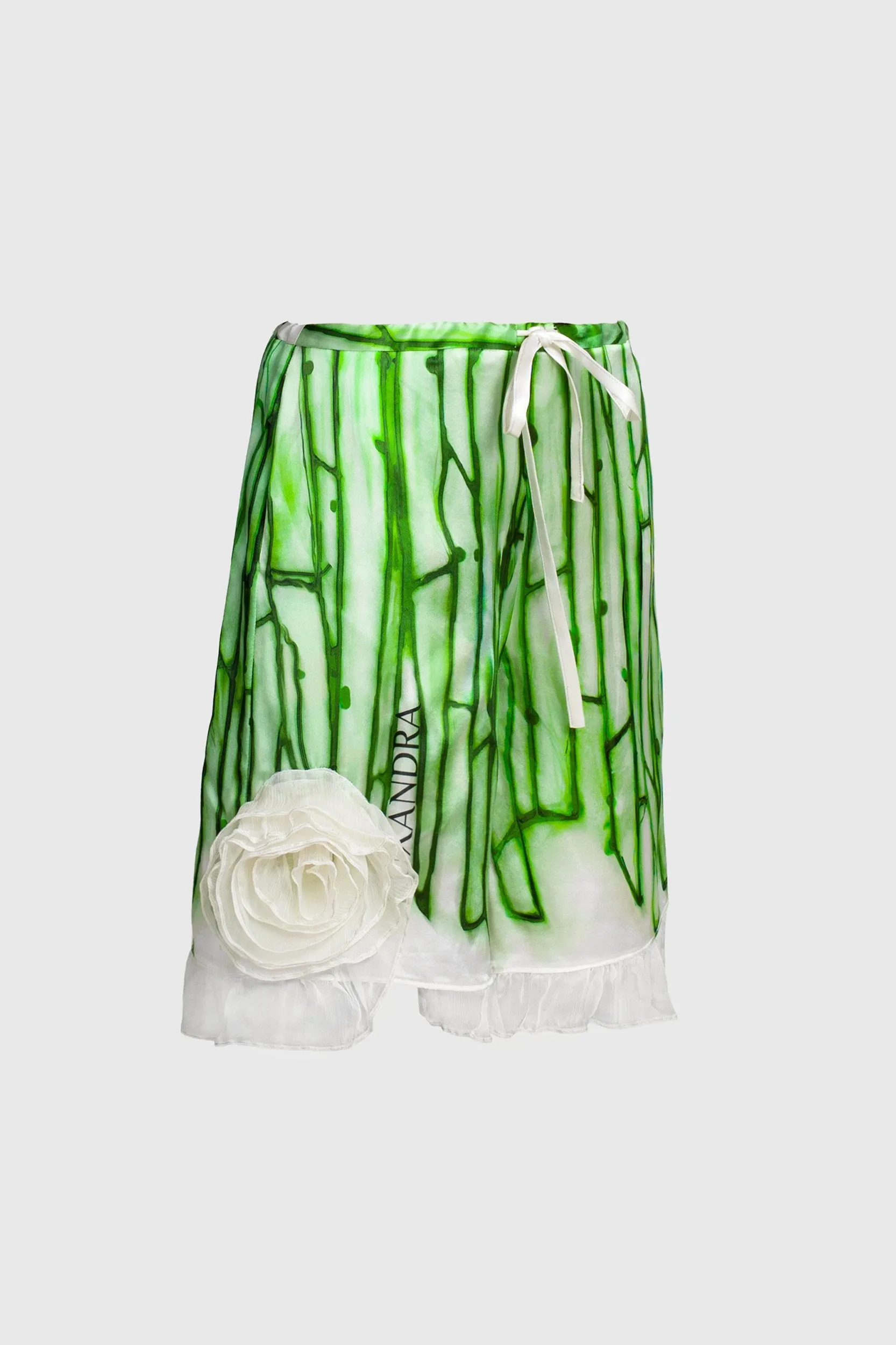 Silk Shorts with Chiffon Rose