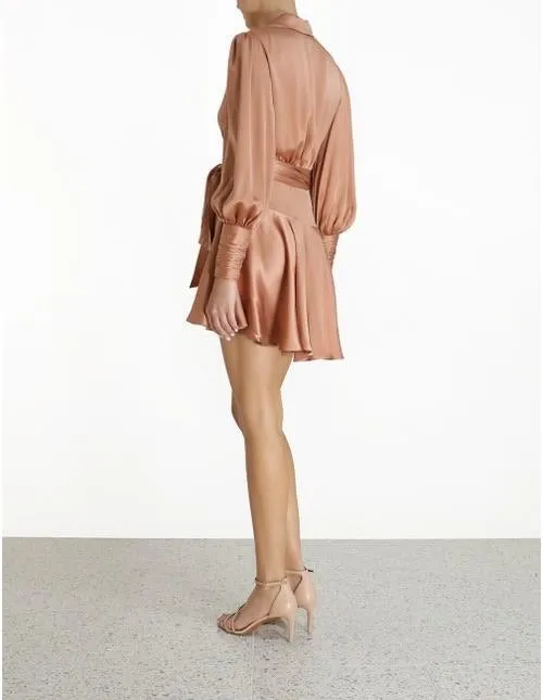 Silk Wrap Dress (Peach)