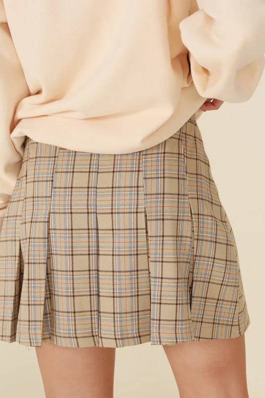 TEEK - Plaid Pleated Mini Skirt