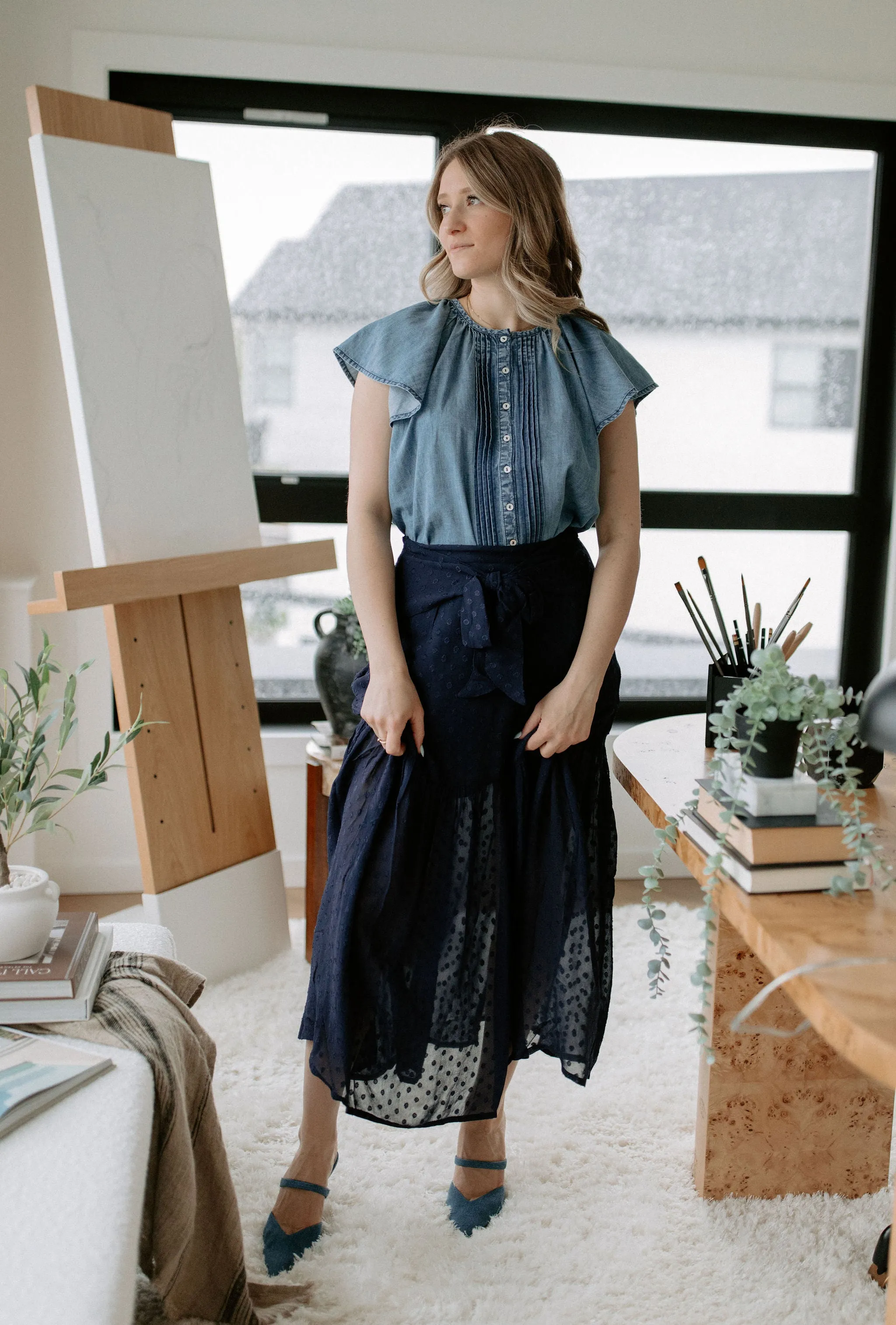 The Cira Skirt by FRNCH - Marine Blue