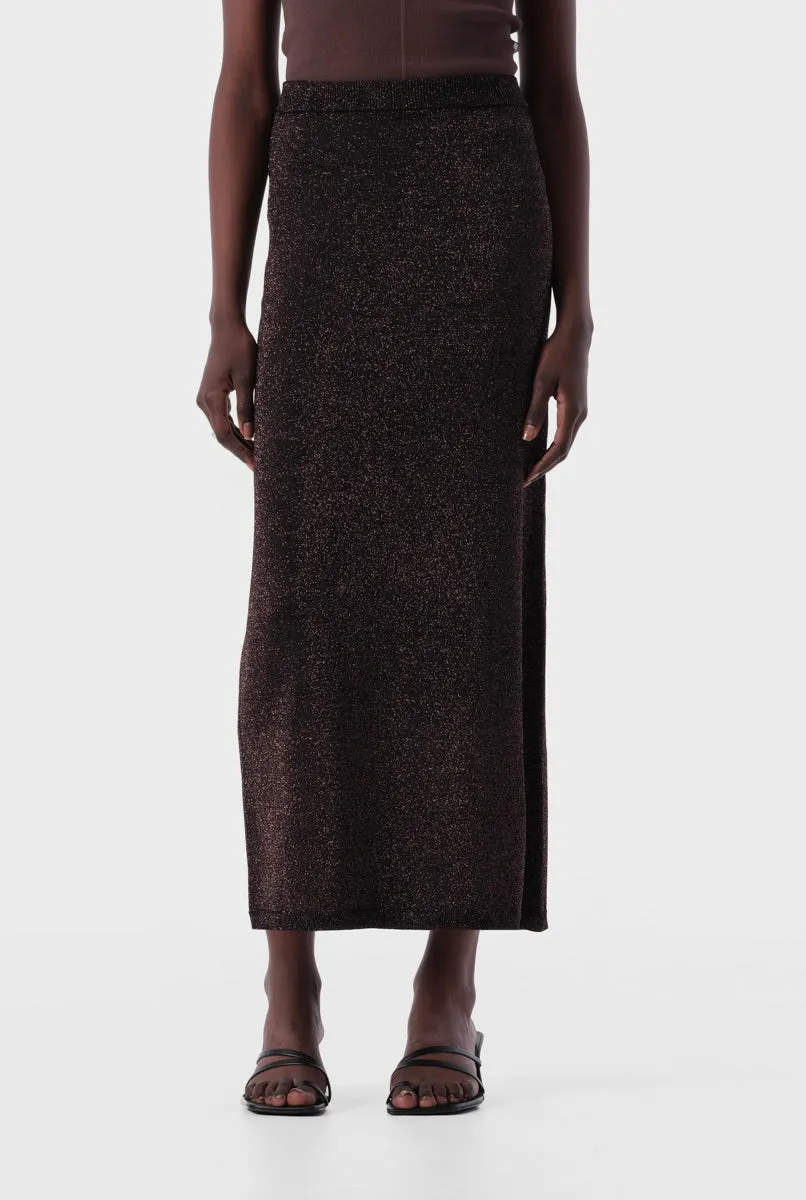 Thelma Knit Skirt Copper Lurex