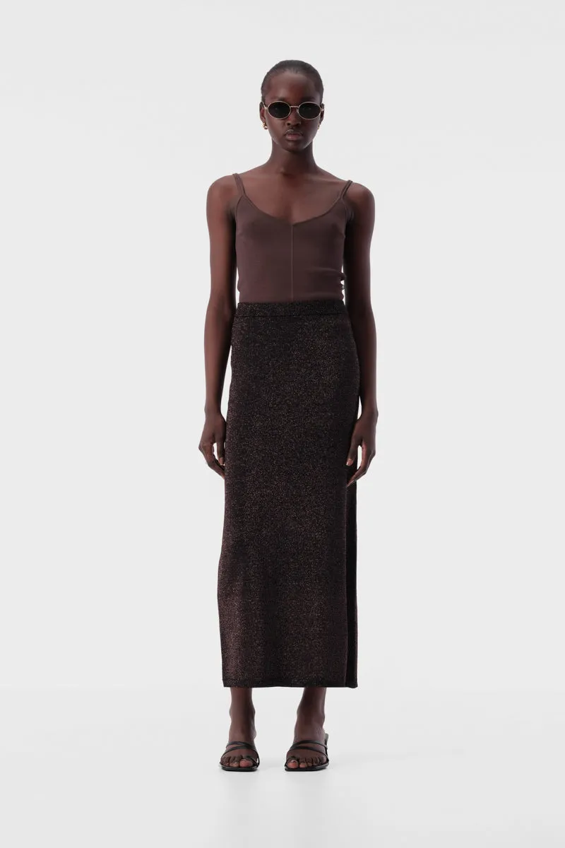 Thelma Knit Skirt Copper Lurex