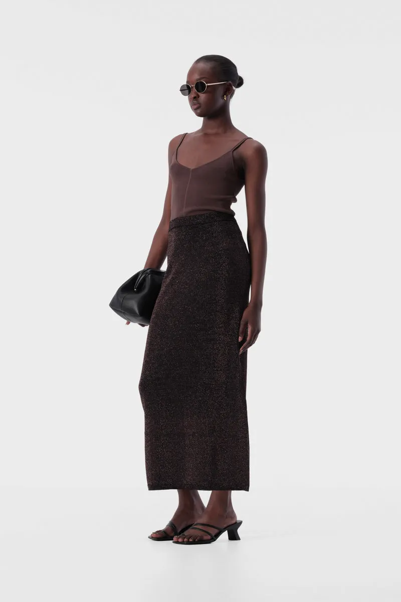 Thelma Knit Skirt Copper Lurex