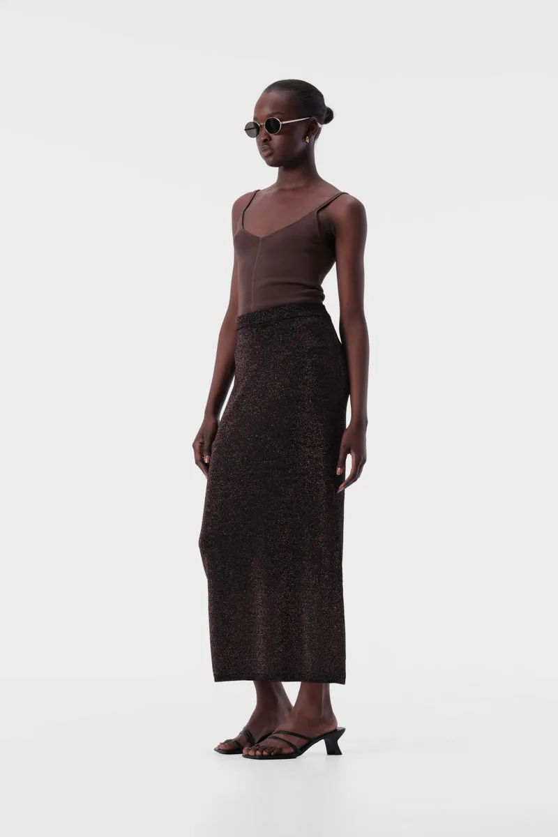 Thelma Knit Skirt Copper Lurex