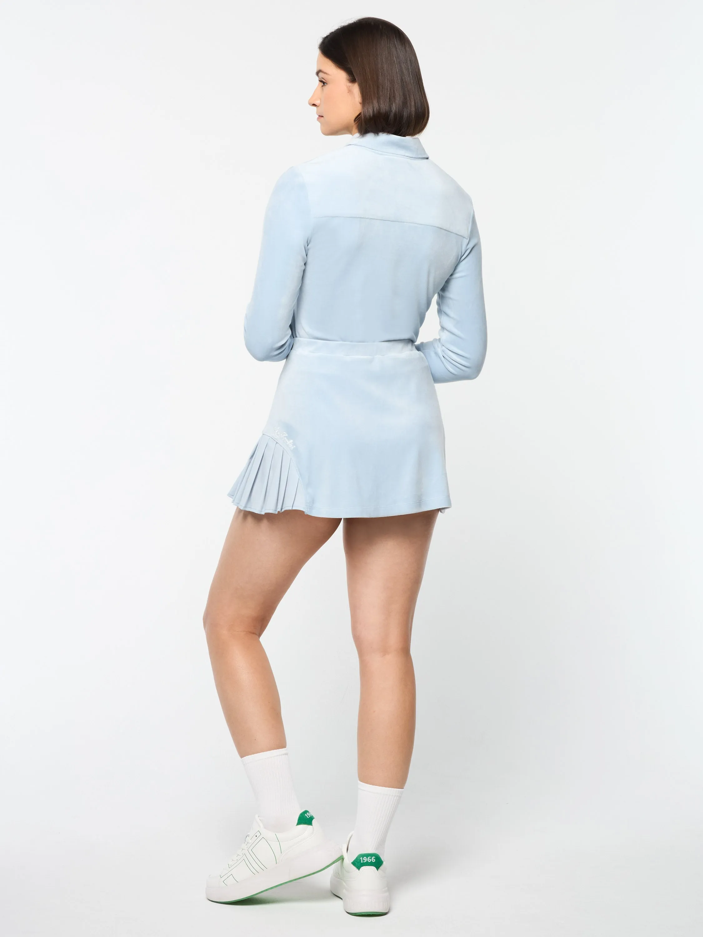 Veneto Velour Mini Skirt- Celestial Blue