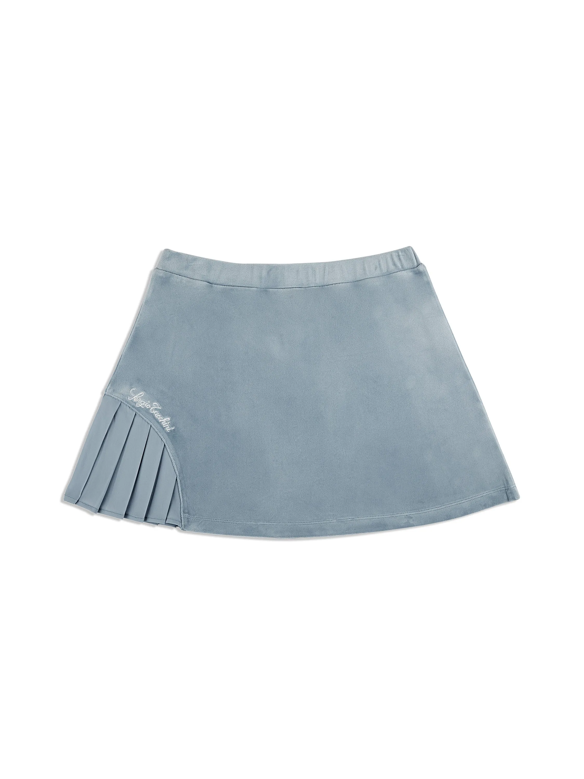 Veneto Velour Mini Skirt- Celestial Blue