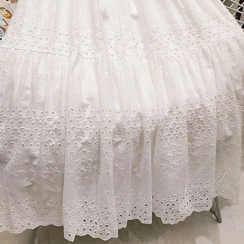 White Eyelet Boho Maxi Skirt