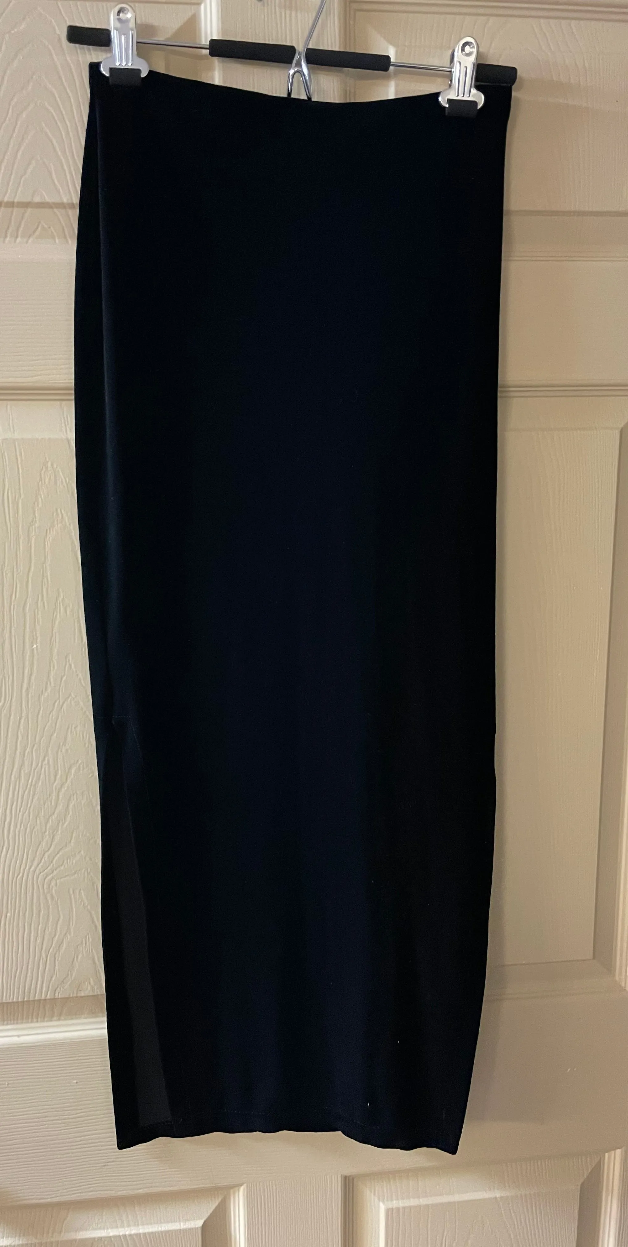 Womens Juniors LULY K Maxi Long Velvet Skirt Side Slits Black Size 7