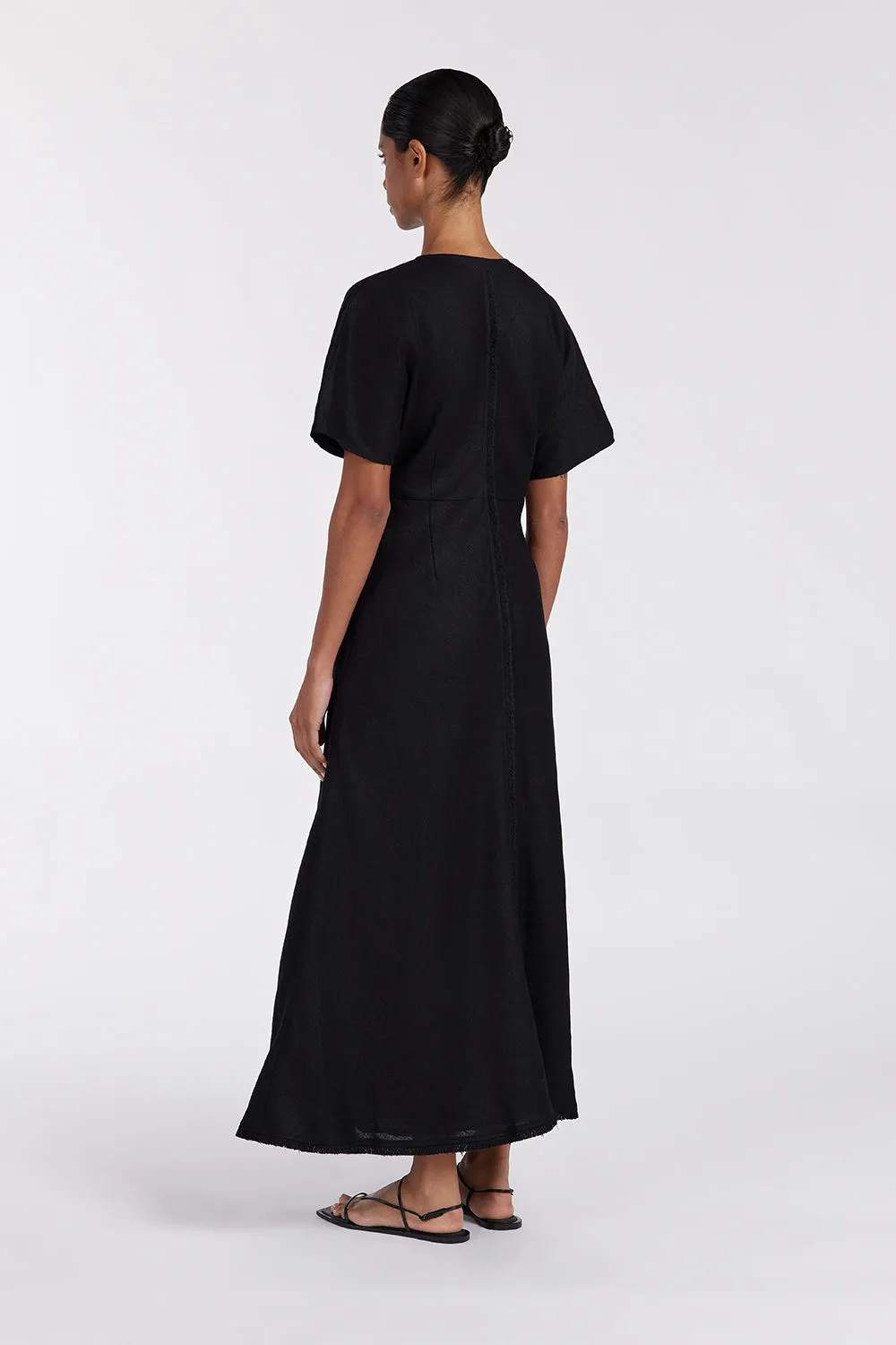 ZAHARA BLACK  FRINGING MIDI DRESS